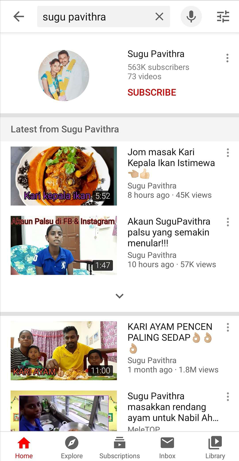 Sugu Pavithra 563K Youtube subscribers