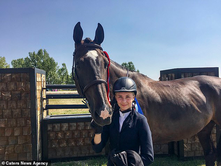 Ava-Vogel,-from-Edmonton,-Canada,-has-been-practising-jumping-for-six-years-and-trains-by-galloping-around-her-house