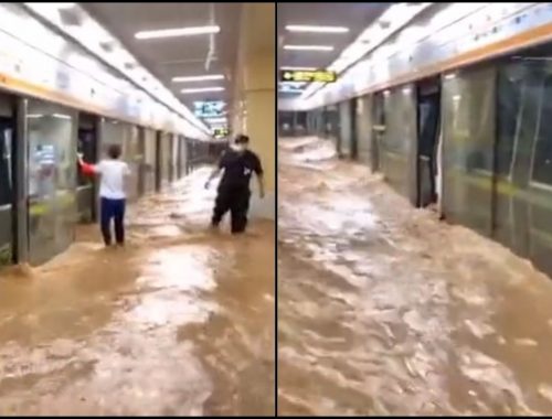 Jalan & Stesen Kereta Api Ditenggelami Air, Banjir Besar Di Henan China Ragut 12 Nyawa