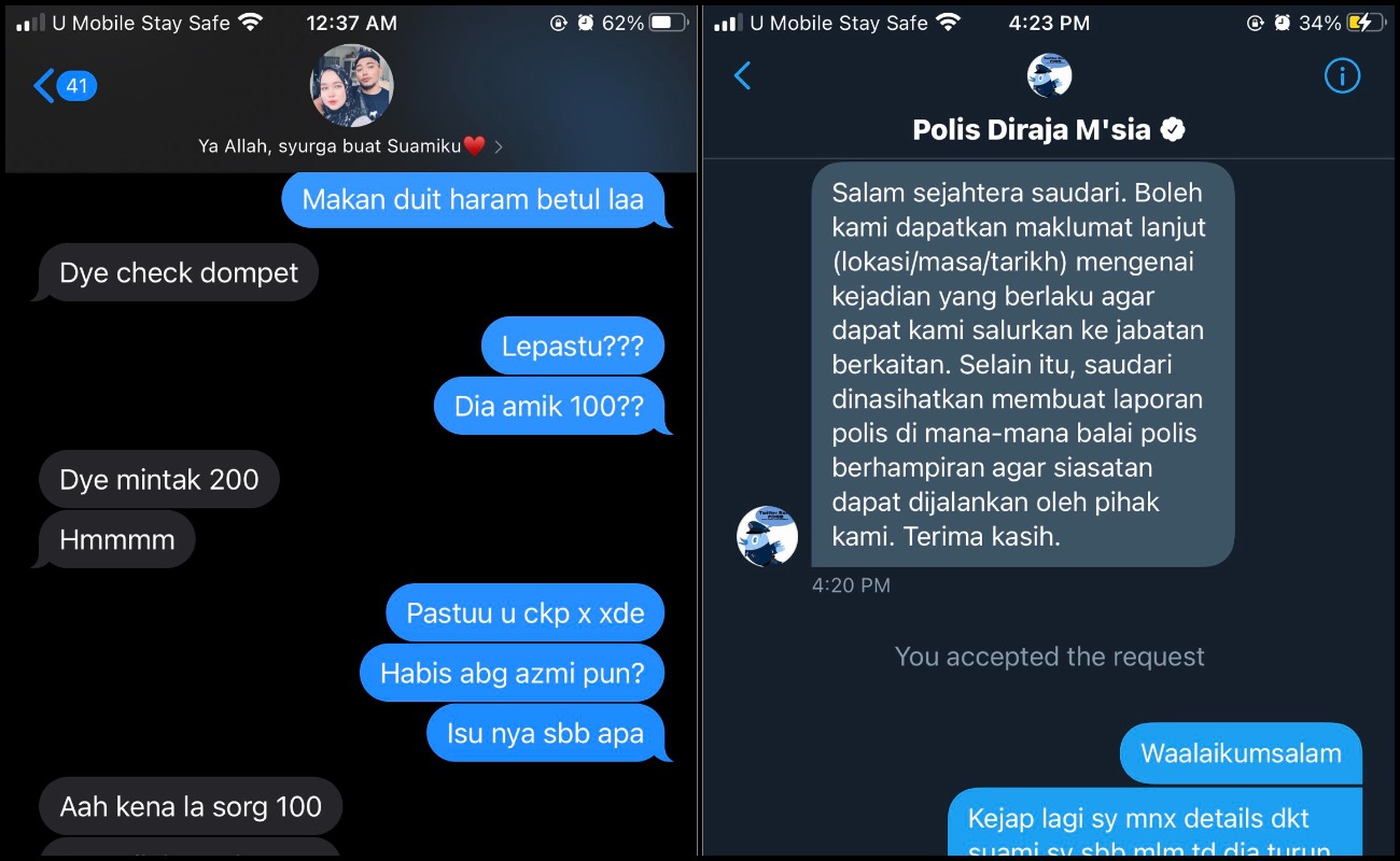 Wanita Bengang Polis ‘Pau’ Suami RM200 Dengan Alasan Tak Munasabah
