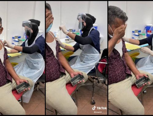 Tutup Muka Sebab Takut Jarum, Jururawat Menyakat Penerima Vaksin Sampai Menangis