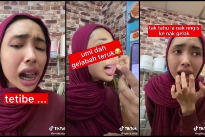 Gadis Panik Lidah Tersangkut Pada Pendakap Gigi