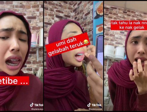 Gadis Panik Lidah Tersangkut Pada Pendakap Gigi