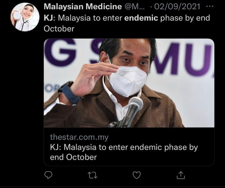 KJ Malaysia to enter endemic phase by end October