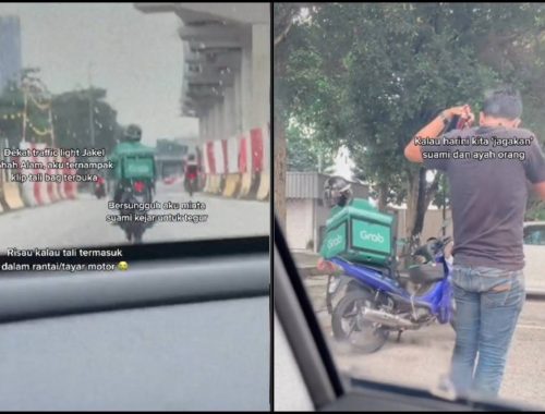 Gigih Kejar Rider Nak Tegur Tali Beg Terjuntai, Pasangan Suami Isteri Raih Pujian