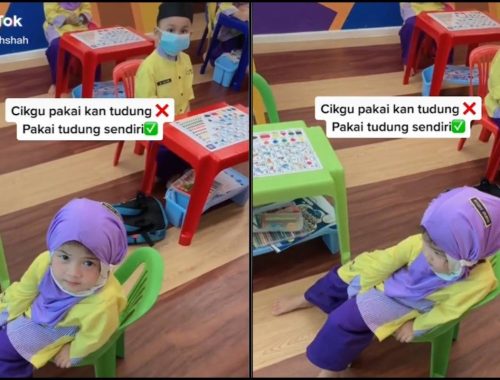 Murid Pakai Tudung Terbalik Sampai Label Nama Atas Kepala, Ramai Terhibur!