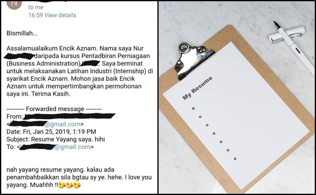 “Resume Yayang Saya”, Pelajar Kantoi Forward E-Mel Undang Ketawa Netizen