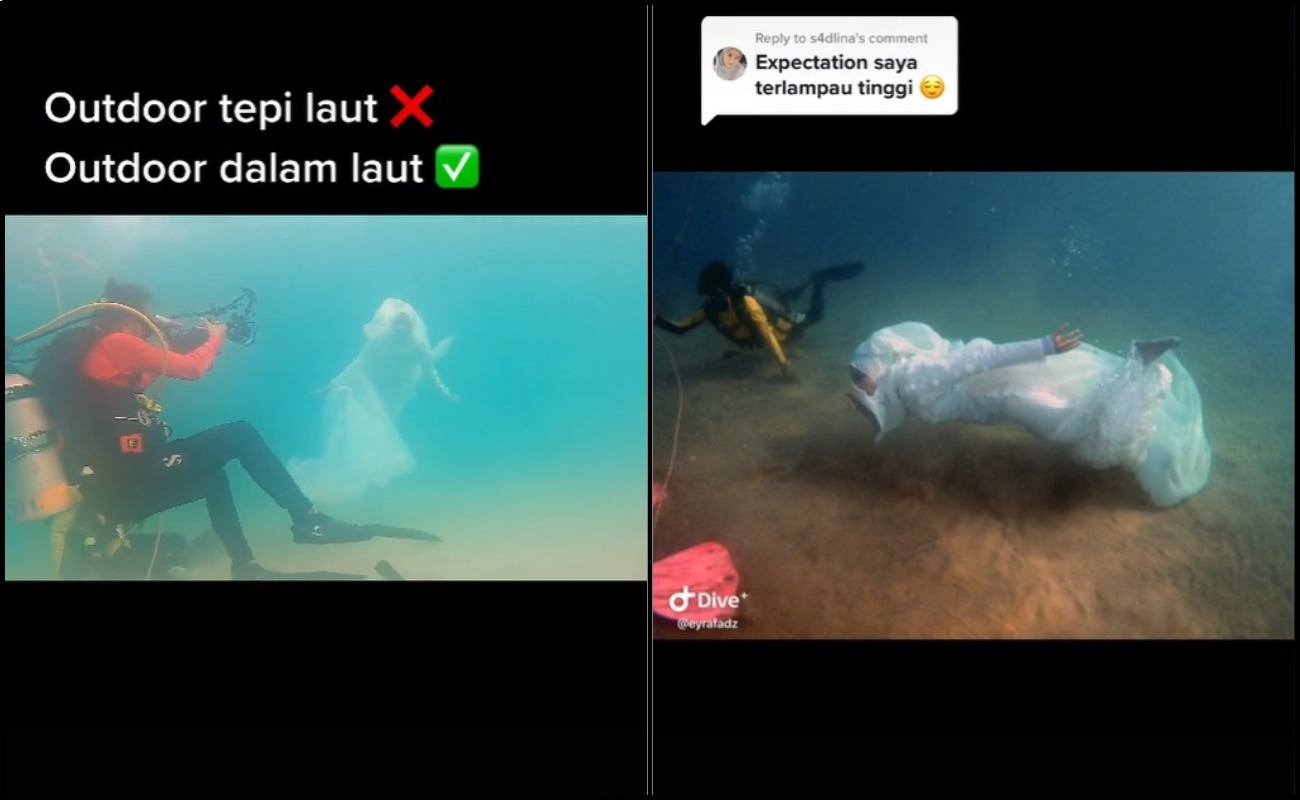 Wanita Pakai Gaun Pengantin Di Dasar Laut Tak Ambil Peduli Kecaman Netizen, Buat Hanya Sekadar Suka-Suka!