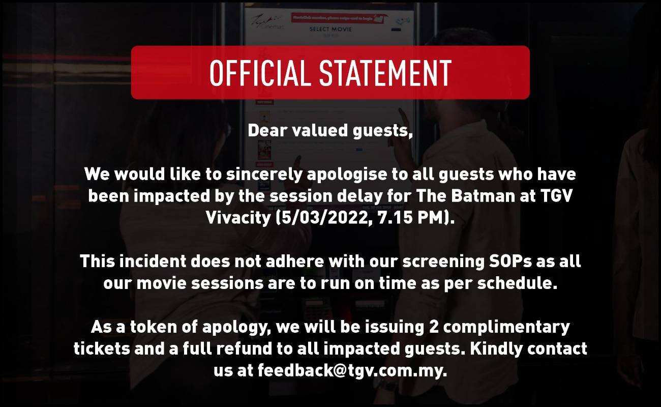 Filem Diulang Tayang Selepas 45 Minit Kerana Pelanggan VIP Baru Sampai_