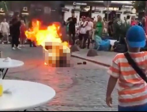Netizen Sangka Pertunjukan Jalanan, Rupanya Lelaki Bakar Diri Sendiri Di Khalayak Ramai!