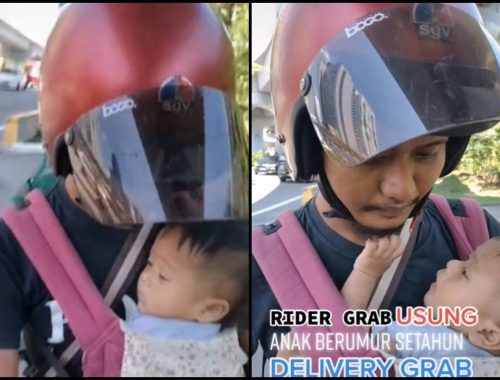 Penghantar Makanan Bawa Anak Ketika Delivery, Ramai Kagum & Ucap Tahniah!