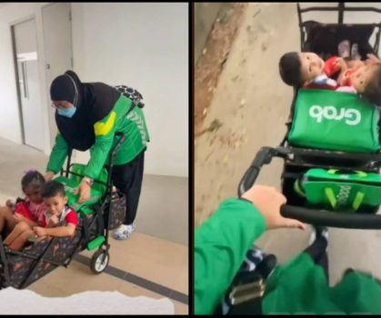 “Jadi Ibu-Ibu Kena Kreatif” Wanita Buat ‘Grab Walker’ Sambil Bawa Anak Tuai Pujian Warganet!