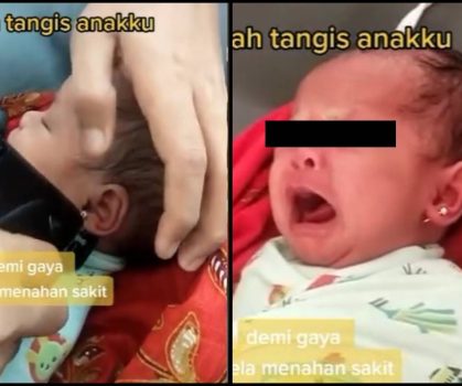 Menangis Sampai Tak Keluar Suara, Netizen Sakit Hati Wanita Tindik Telinga Bayi Umur 2 Bulan