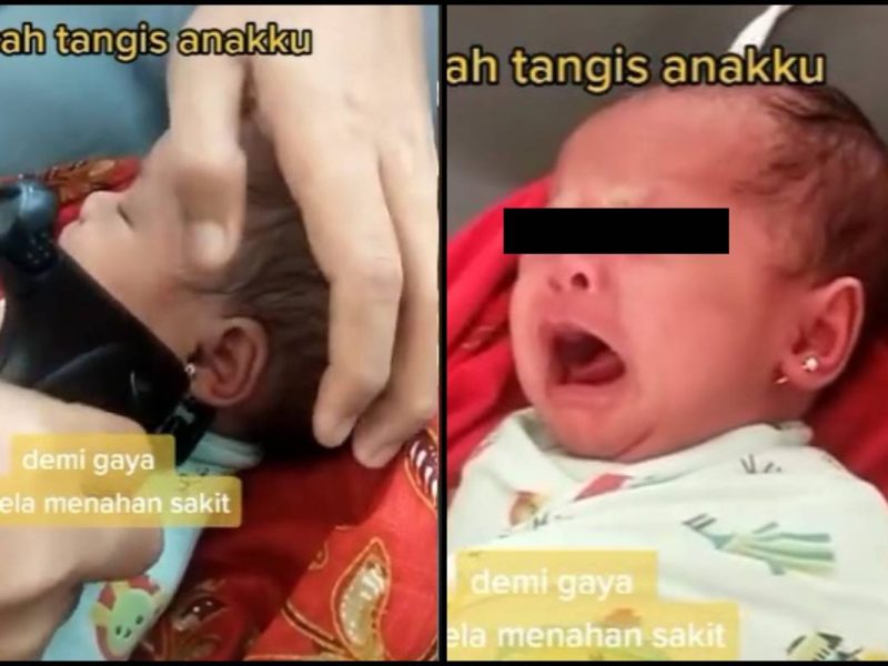 Menangis Sampai Tak Keluar Suara, Netizen Sakit Hati Wanita Tindik Telinga Bayi Umur 2 Bulan