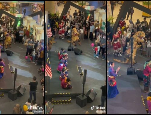 Bukan Main ‘Galak’! Gelagat Maskot Dinosaur Ikut Joget Zapin Buat Netizen Terhibur