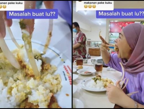 Tular Wanita Makan Guna Kuku Panjang, Netizen Kembang Tekak!