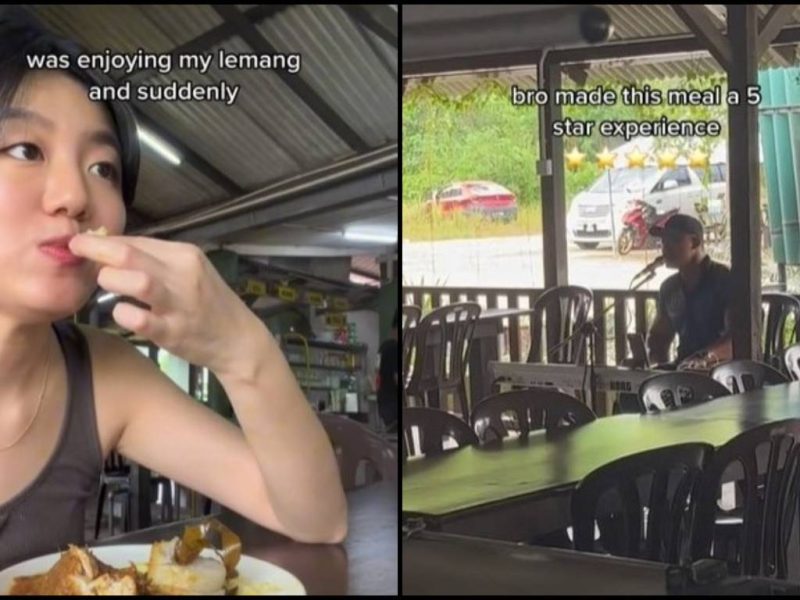 Gadis Cina Tengah Sedap Makan Lemang, Tiba-Tiba Abang Buskers Tuju Lagu Mandarin!